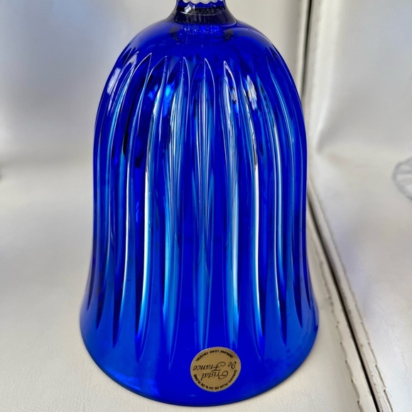 Vintage Crystal De France Blue Genuine Glasses Wine Goblets Of 6 - Picture 8 of 12